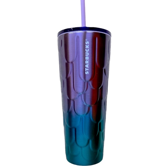 Starbucks Mermaid Scales Stainless Tumbler Ombre Steel Glitter Cup 24oz NWT 2023 - Picture 8 of 13
